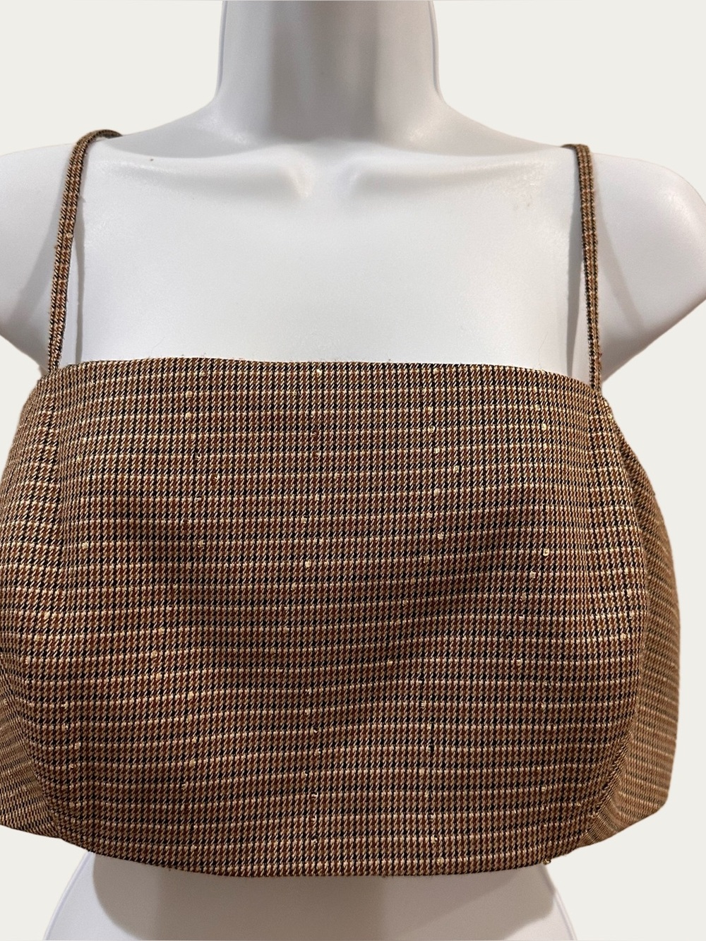 House of Harlow 1960 Tweed Sparkle Spaghetti Strap Crop Top Medium